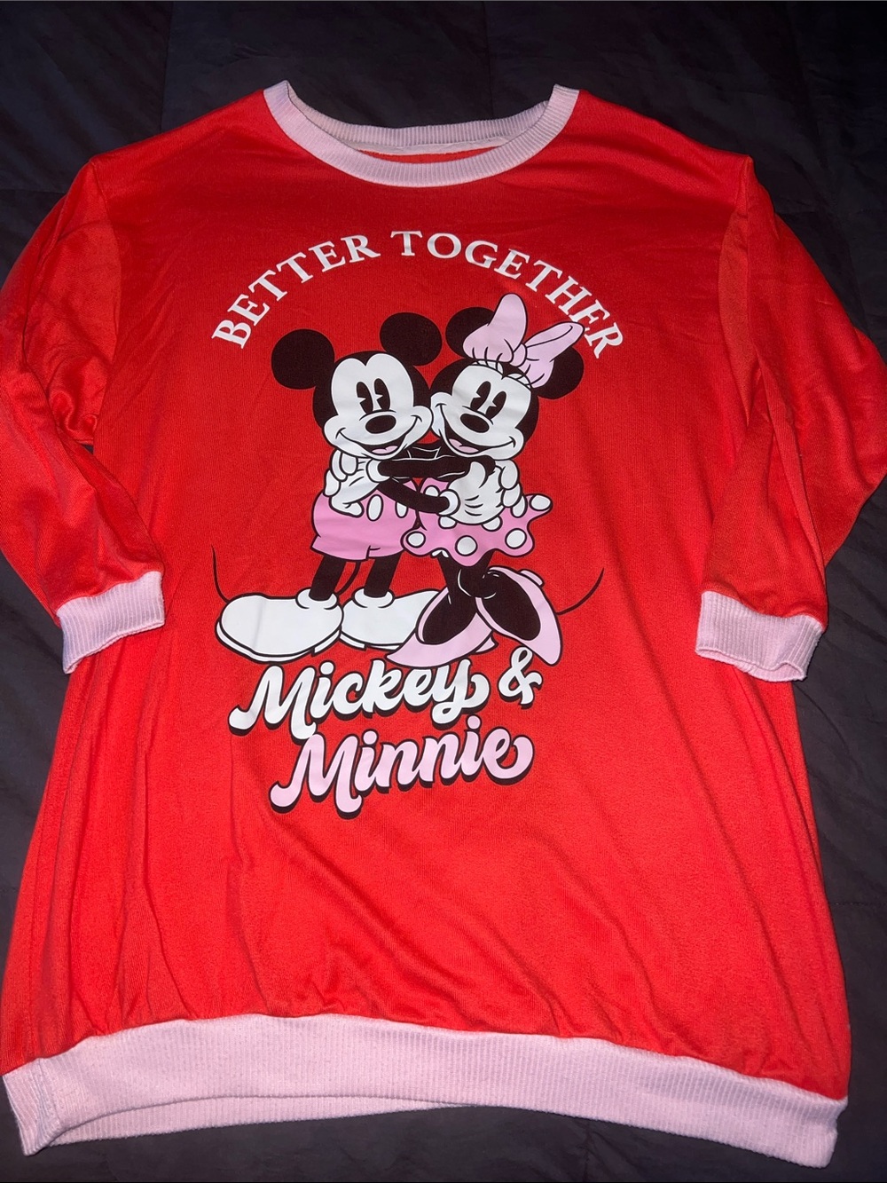 Disney Red Mickey & Minnie Sweatshirt with Pink Trim